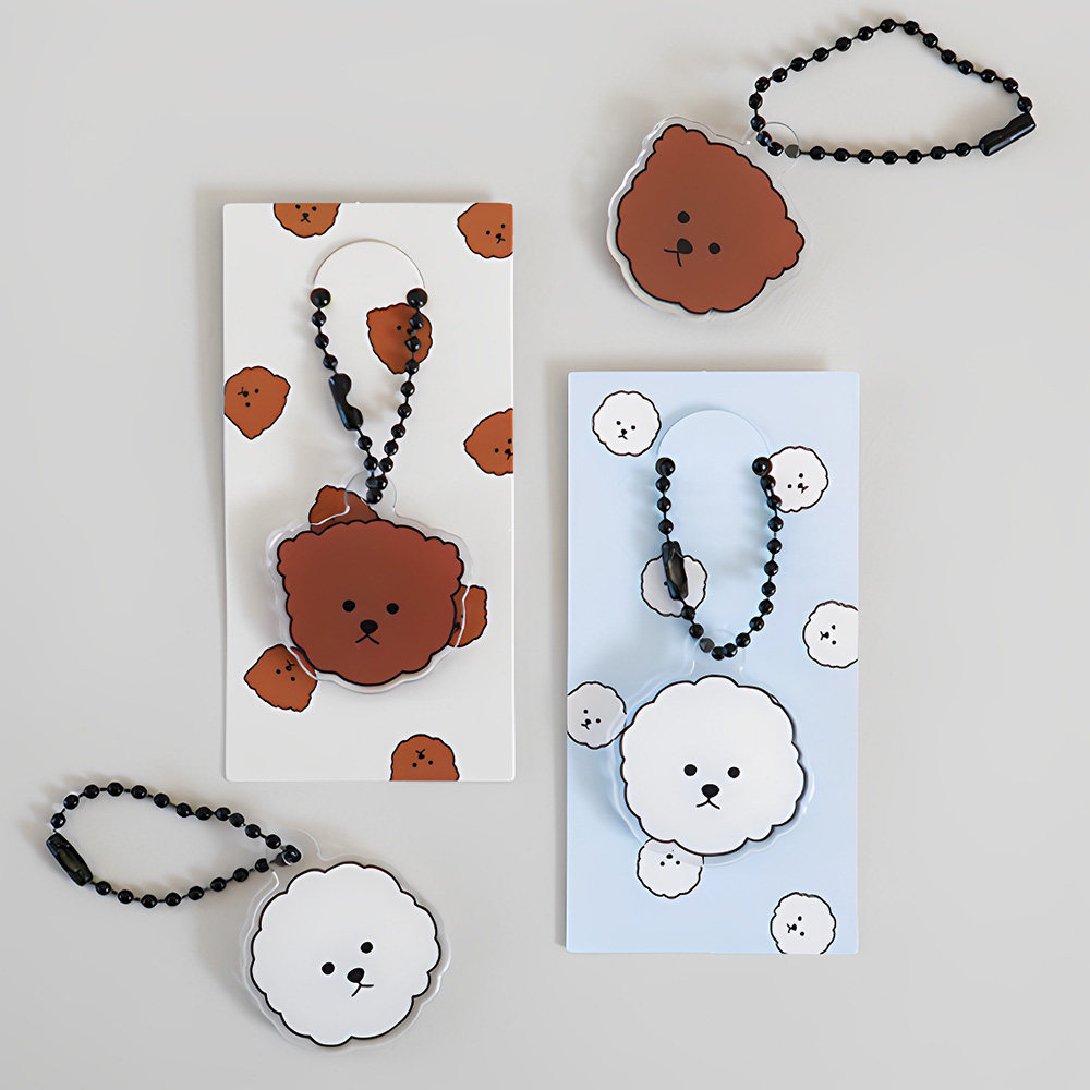 韩国DAILYLIKE可爱卡通狗狗亚克力透明钥匙扣耳机盒小包挂件链ins