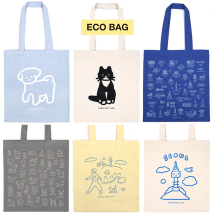 韩国zeroperzero授权插画帆布单肩包大容量ins上课通勤逛街环保袋