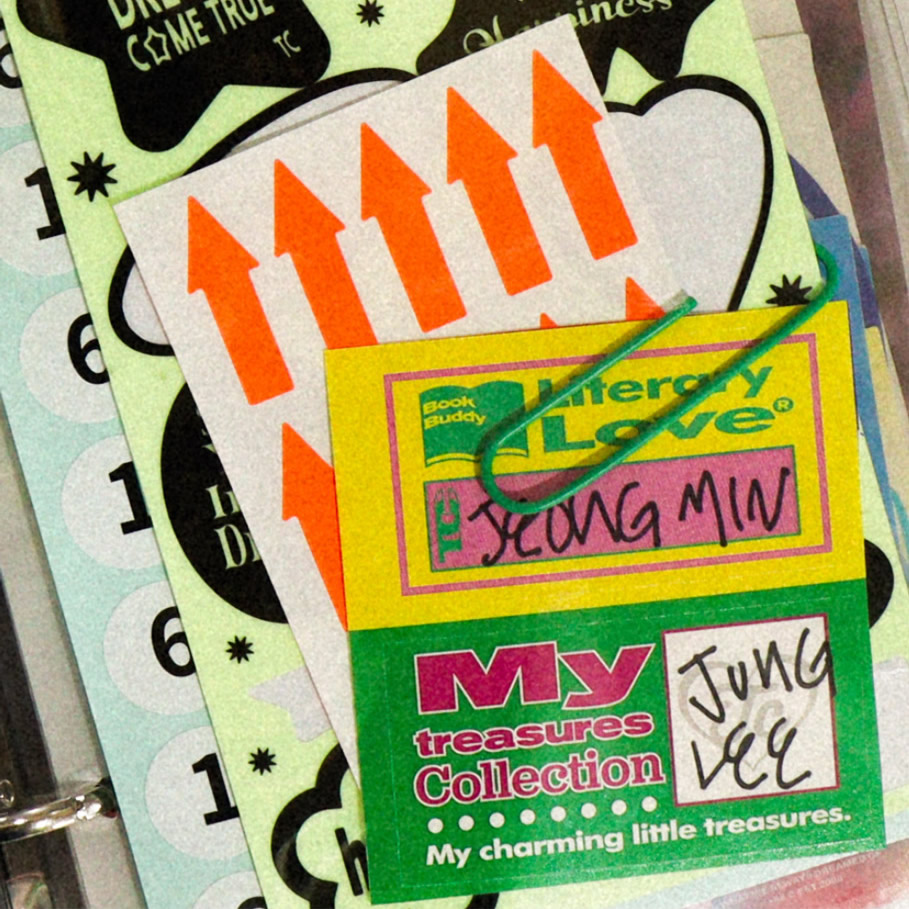 韩国潮牌姓名贴纸美式复古无痕