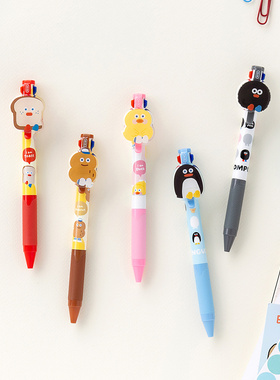 韩国romane可爱红黑蓝3色0.4高颜值中性笔顺滑学生按动水笔刷题笔