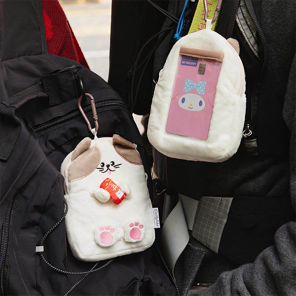 韩国DAILYLIKE可爱卡通毛绒零钱包化妆包口红收纳包耳机包钥匙扣
