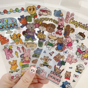 韩国dailylike可爱闪光镭射ins无痕贴纸手账相片咕卡手机壳装 饰贴