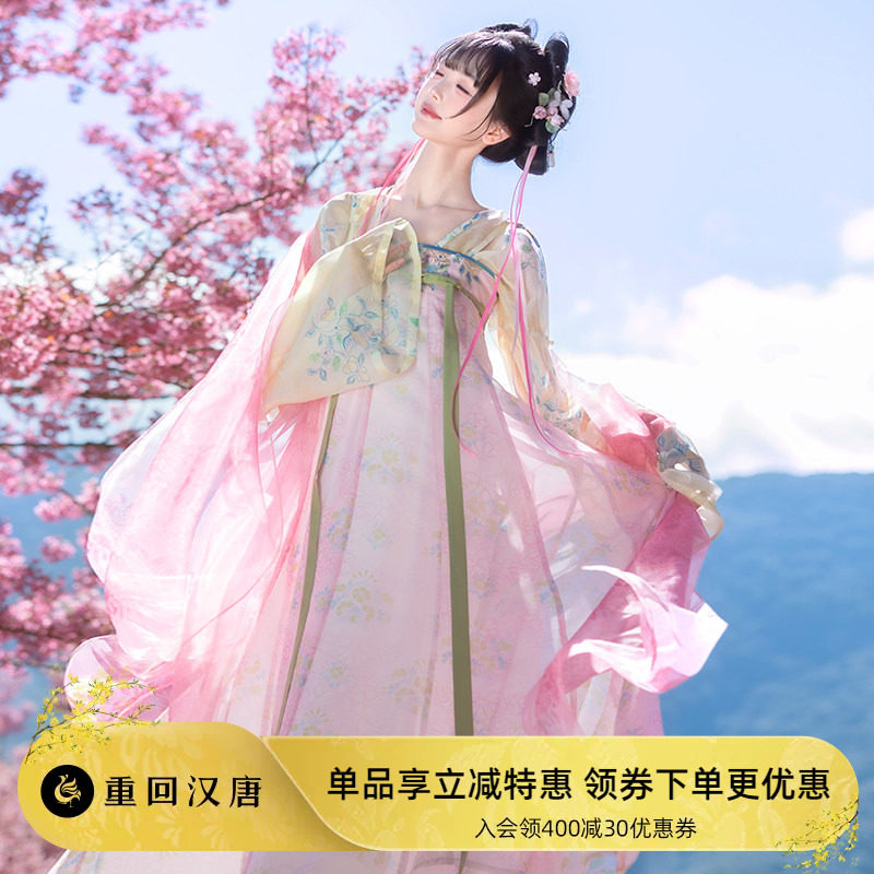 【重回汉唐云音瑶】正品原创唐制齐胸套装披帛春日汉服女款成人图片