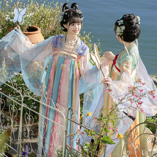 【重回汉唐琉璃碧】原创唐制齐胸衫裙襦裙披帛汉服女款成人姐妹装