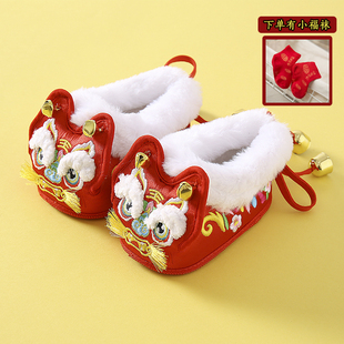 新生儿软底鞋 新年蛇宝马宝婴儿0 手工虎头棉布鞋 12个月婴儿冬季