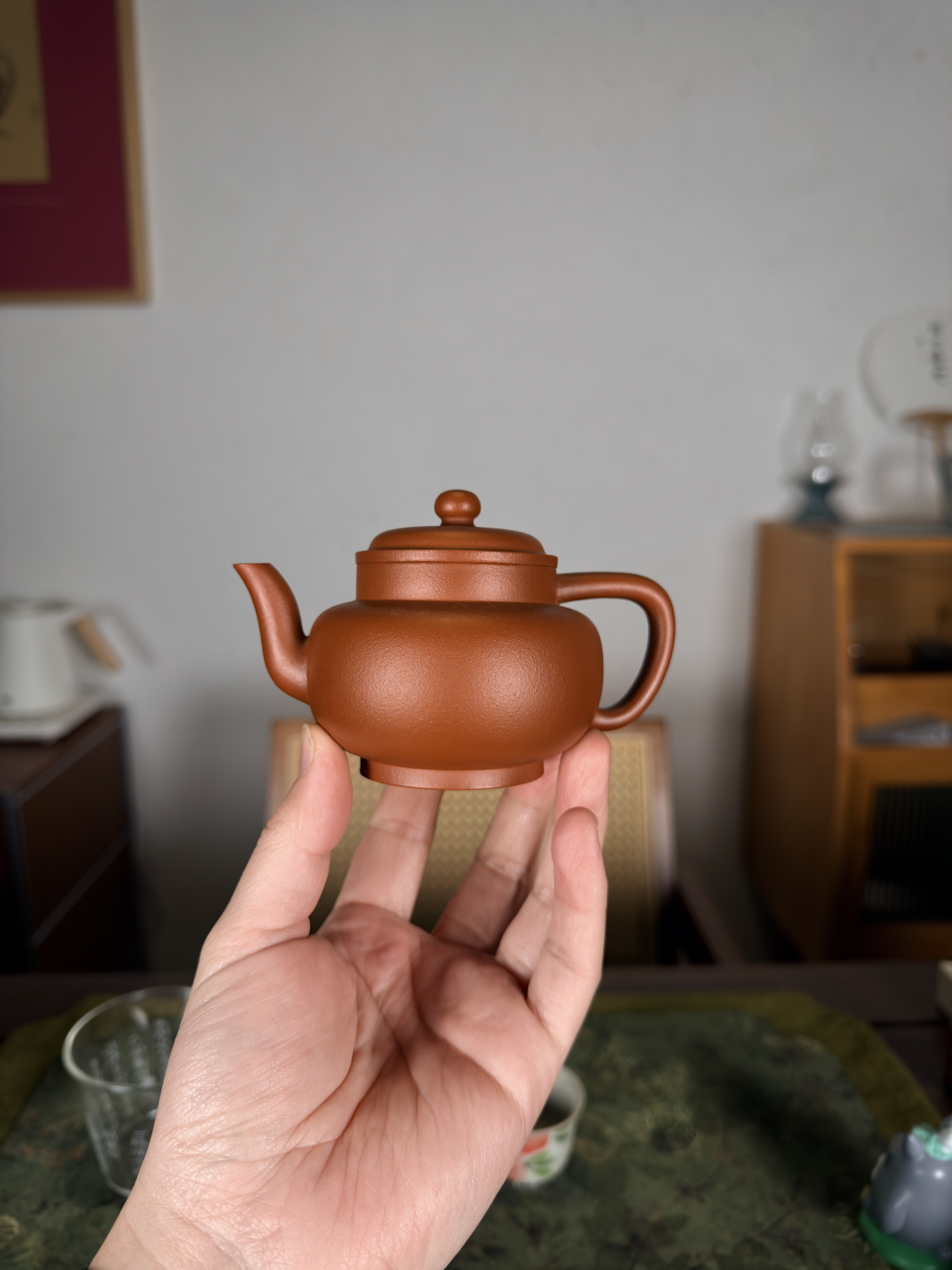 宜兴紫砂壶 手工荆溪高瓢易式宫灯壶 朱泥170c内推孔工夫泡茶器具