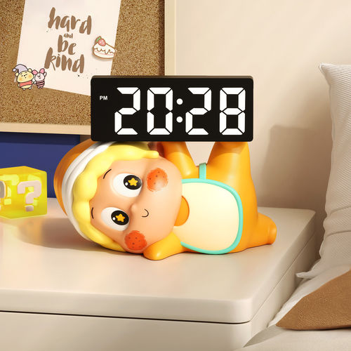 星星人电子时钟摆件桌面玄关客厅电视柜子装饰钟表摆台式乔迁礼物