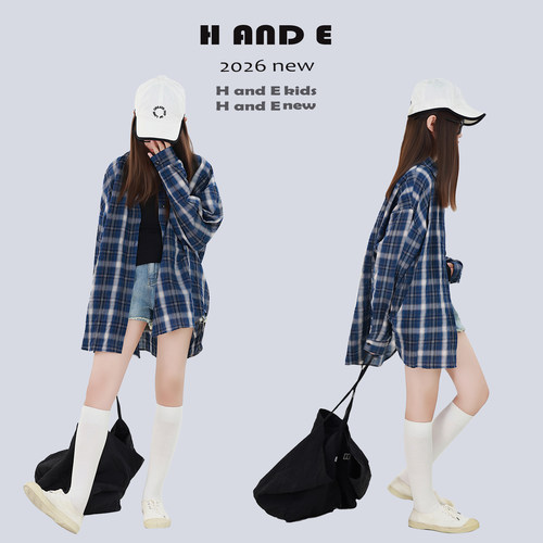 HANDE蓝格子OVERSIZE衬衫