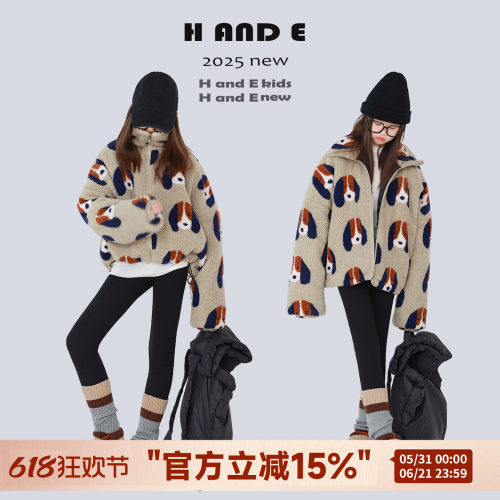 加厚保暖绿灰色小狗印花夹棉