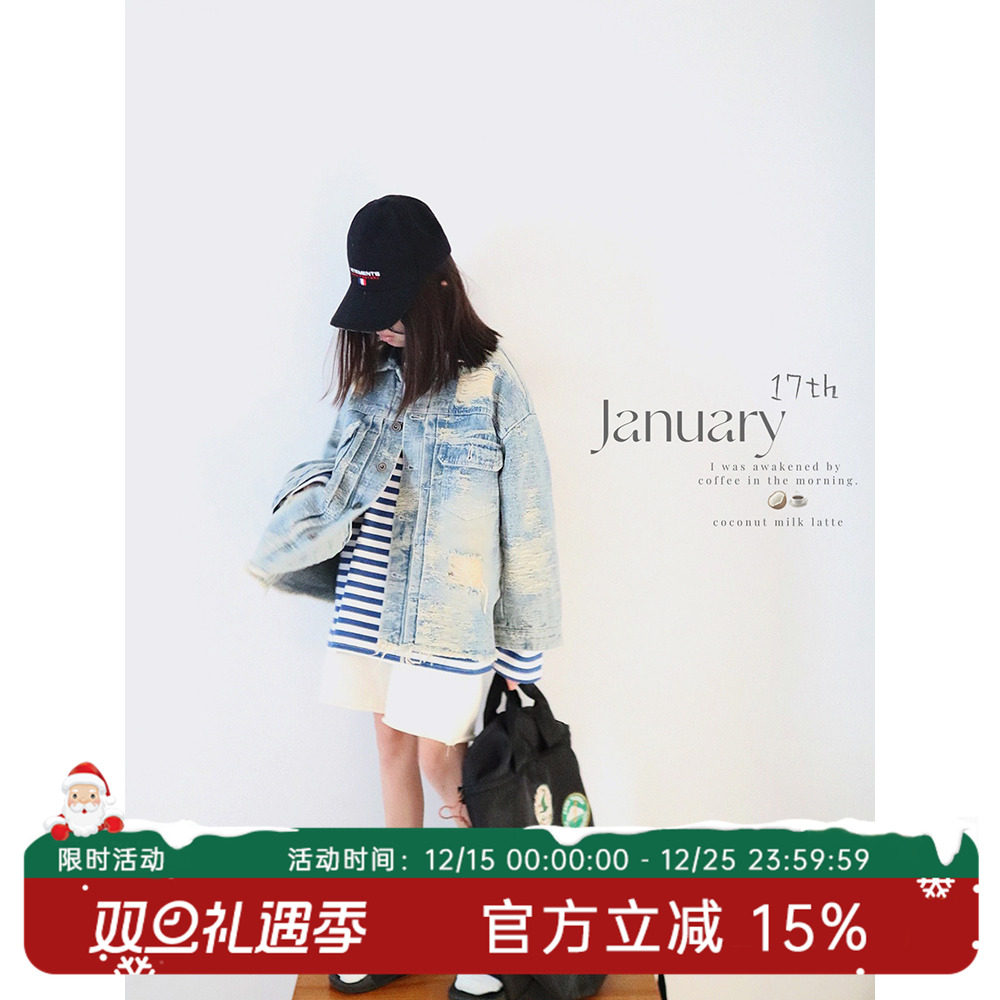 HANDE外套牛仔春季翻领破洞