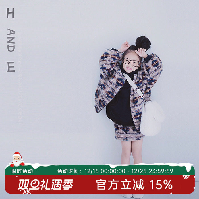 羊羔毛秋冬复古印花儿童加厚外装