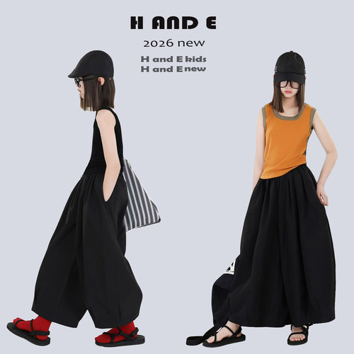 HANDE暗黑廓形九分裤松紧腰
