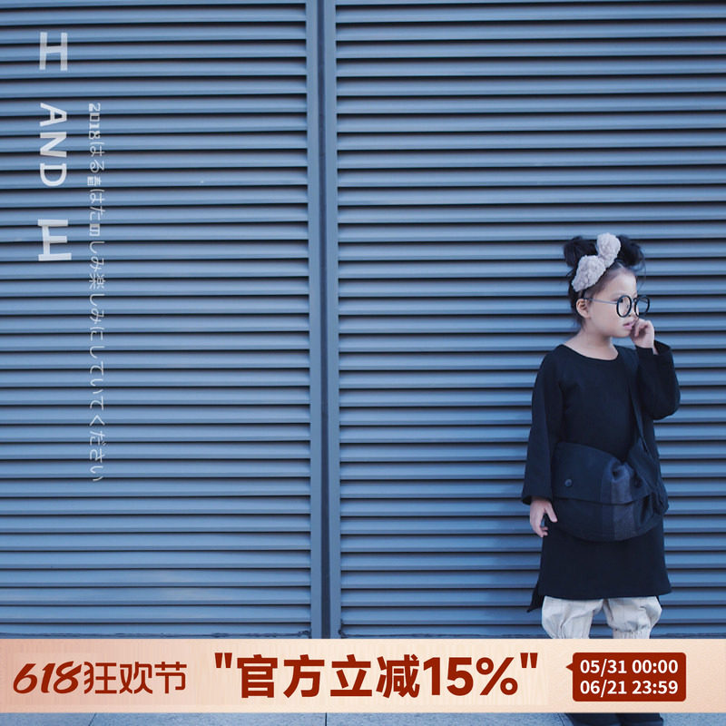 原创设计秋冬日系暗黑纯棉加厚百搭套头女童卫衣裙