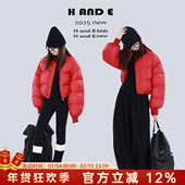 AND 加厚保暖新年红棉服短款 原创童装 26冬季 棒球服时髦亲子装