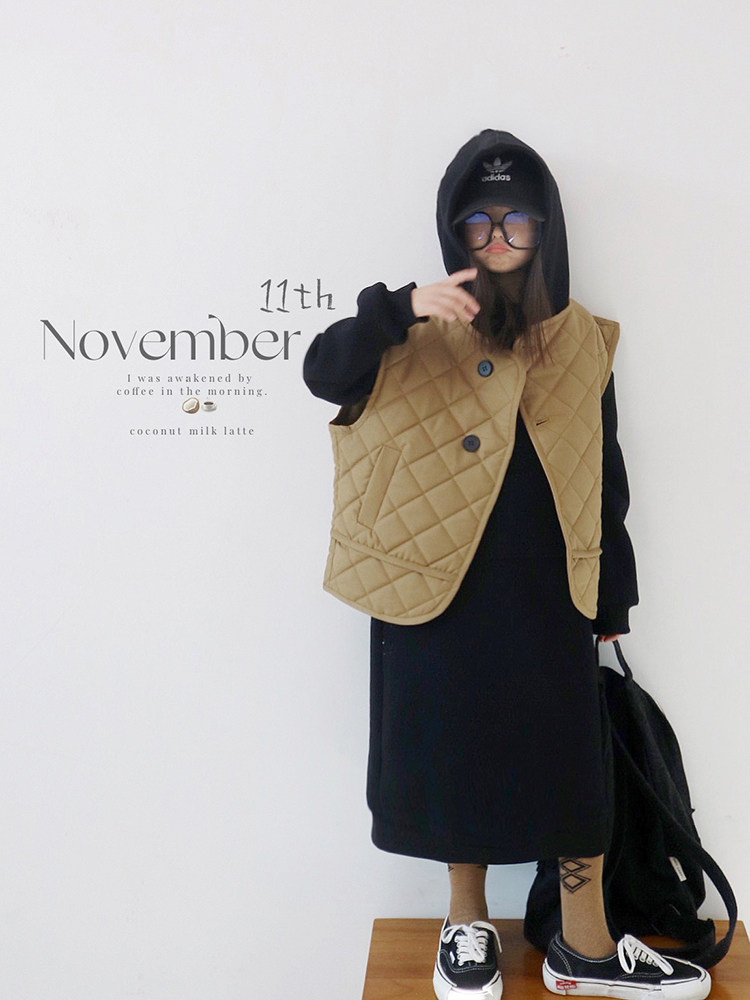 HE女童马甲冬季外穿背心外套洋气儿童马夹秋冬装宝宝加厚棉坎肩