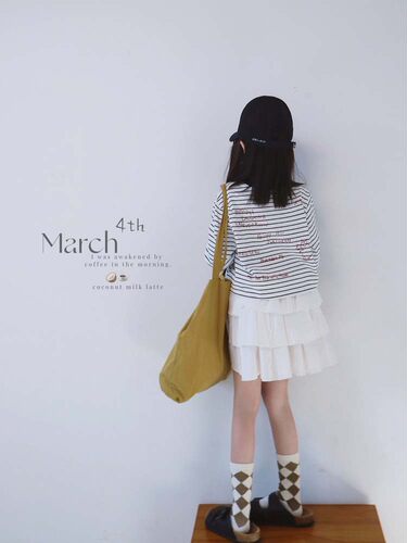 HANDE休闲T女生条纹