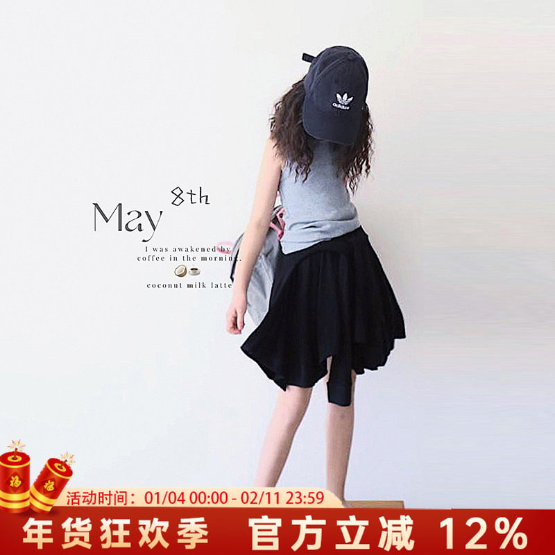 H AND E 原创童装黑色港风裙裤女童2025夏季新款设计感休闲短裤,童装/婴儿装/亲子装,亲子装/亲子时装,淘宝优惠券,粉丝福利购,淘宝优惠卷