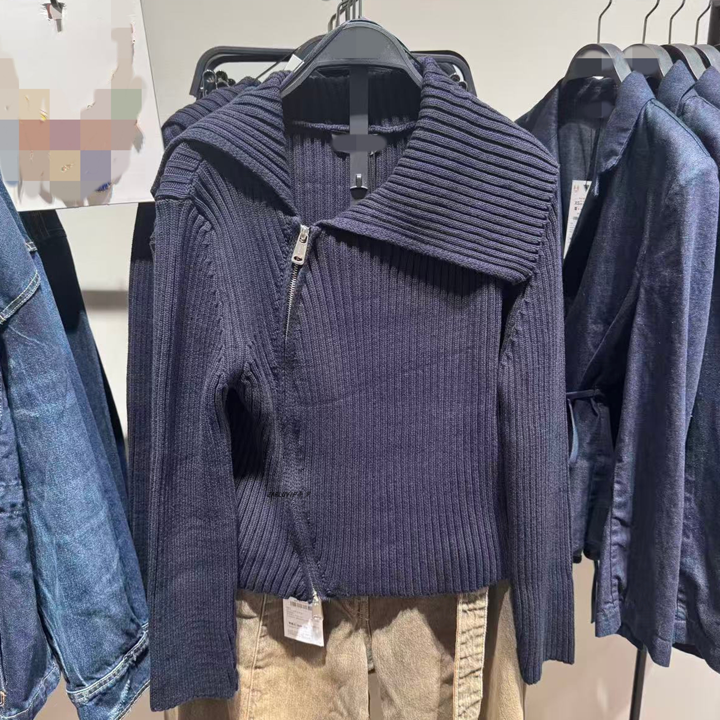 ZARluvip查罗拉链翻领针织外套女