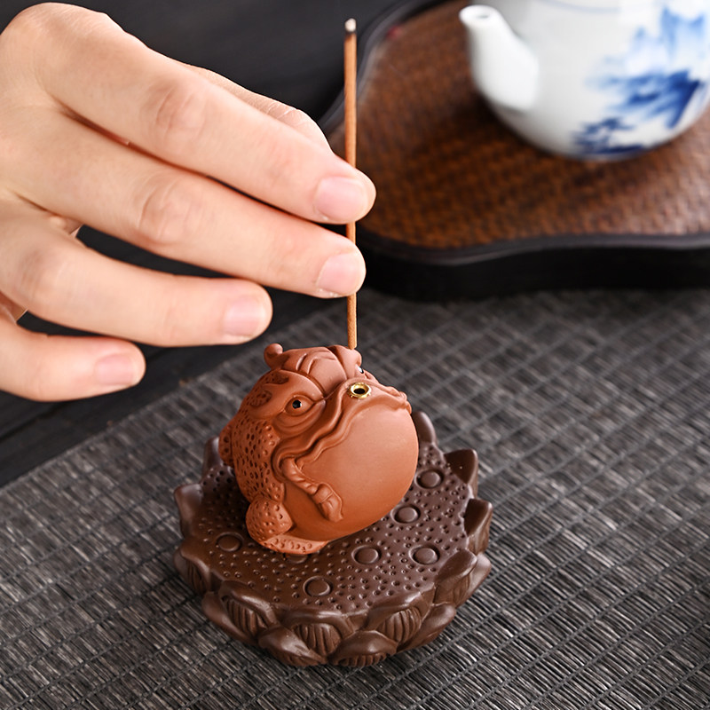 紫砂香插香座金蟾貔貅线香招财立式家用室内底座茶桌香薰香炉摆件,家居饰品,香托/香盘/香座/香插,淘宝优惠券,粉丝福利购,淘宝优惠卷