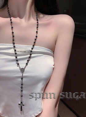 朋克摇滚男女亚文化十字架项链暗黑辣妹风嘻哈小众设计感长项链