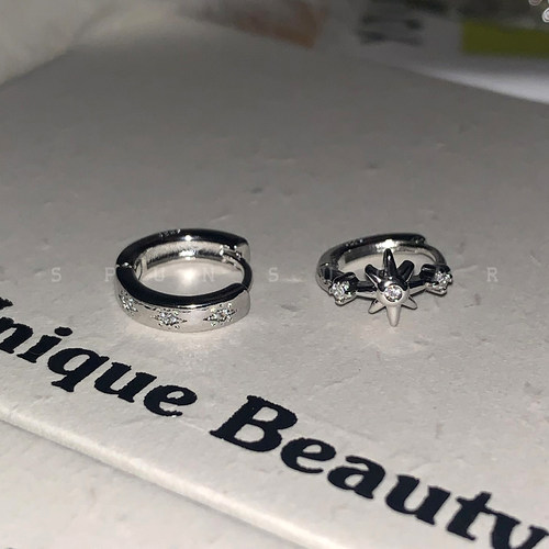 小众轻奢不对称六芒星耳圈百搭