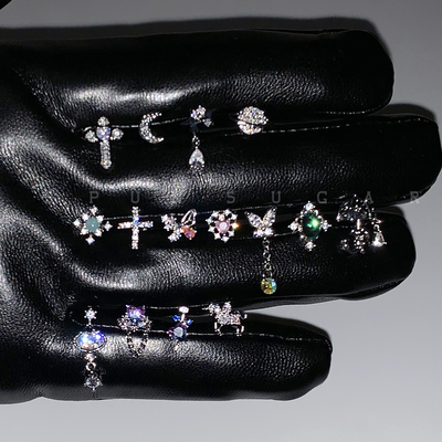 闪闪蝴蝶爱心耳骨钉医用钛钢十字架耳蜗钉高级感睡觉免摘耳钉女