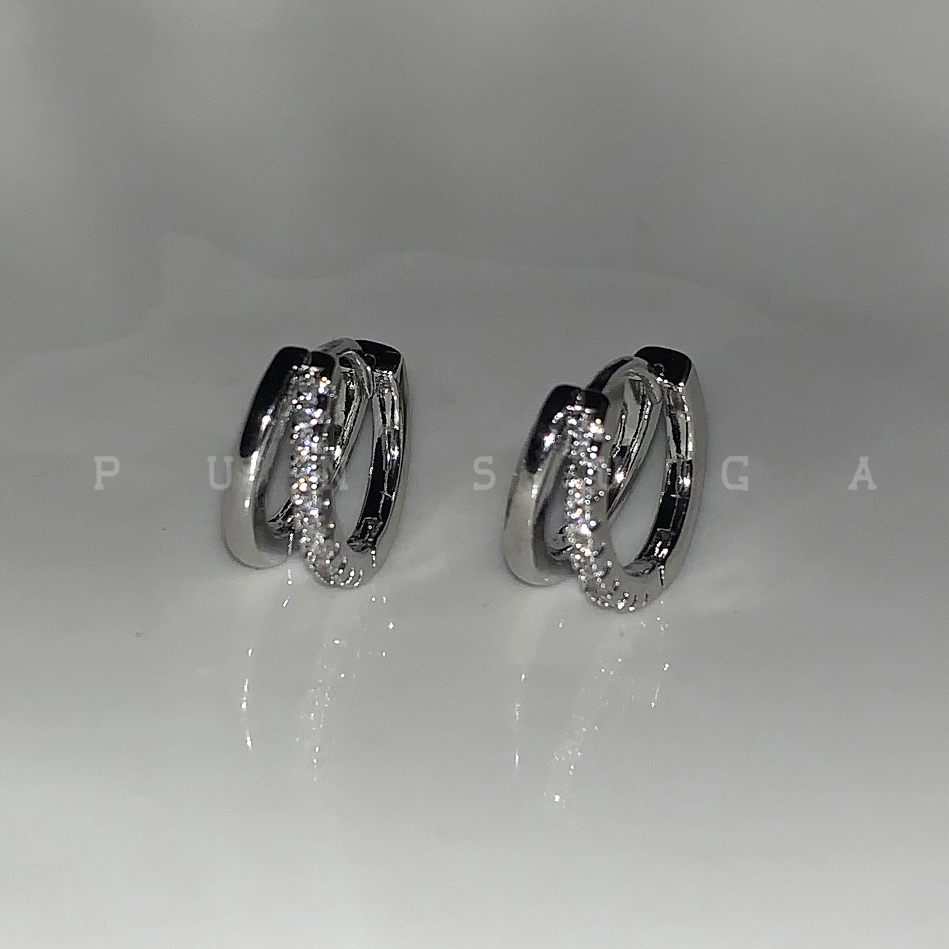 日常简约锆石耳圈耳扣女小众设计素款耳环新款百搭通勤双层圈耳饰