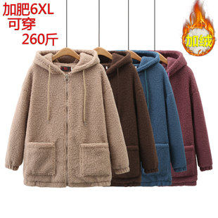 中老年女装颗粒绒上衣特大码妈妈冬装加绒加厚羊羔毛外套保暖棉衣