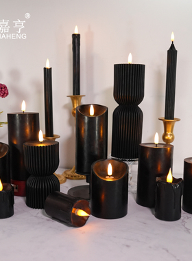 遥控电子蜡烛灯黑色系列led电池圣诞万圣节剧本杀酒吧会所氛围灯