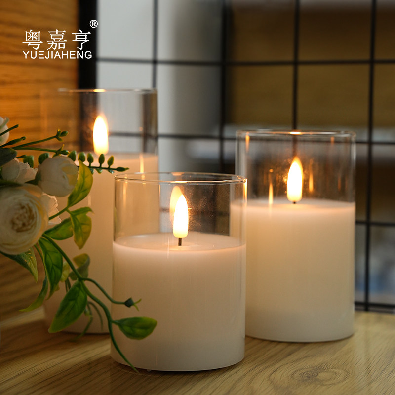 USB充电遥控电子蜡烛灯玻璃杯仿真宴会婚庆圣诞道具装饰氛围灯