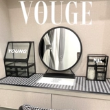 Косметическая настольная коробка для хранения, прозрачный стеклянный туалетный столик для ухода за кожей, помада, изысканный стиль