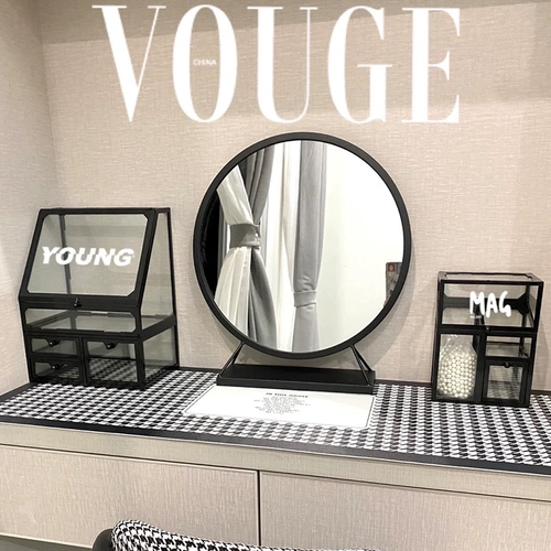 Косметическая настольная коробка для хранения, прозрачный стеклянный туалетный столик для ухода за кожей, помада, изысканный стиль