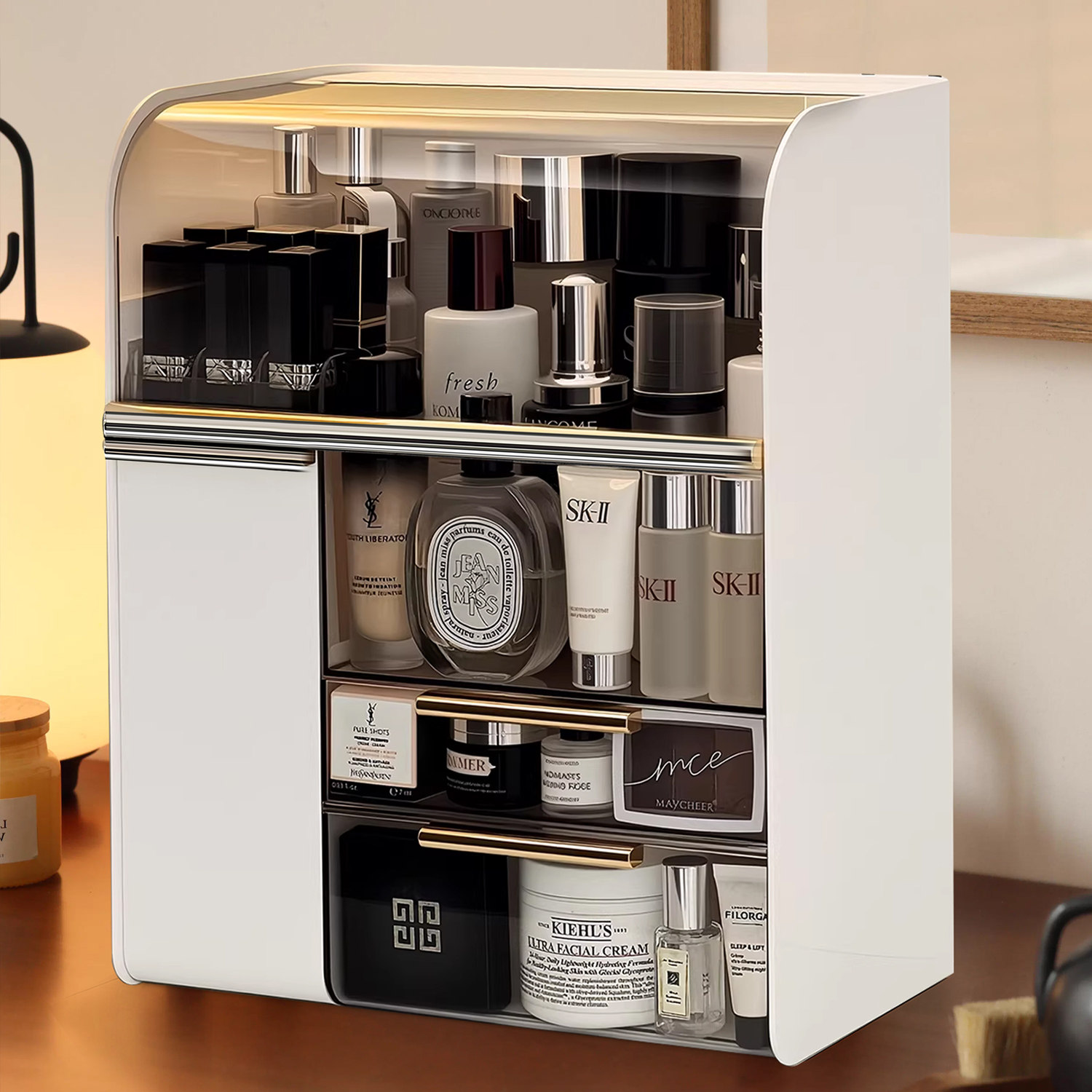 透明亚克力化妆品收纳盒轻奢高级感大容量桌面护肤品口红置物架柜,收纳整理,桌面收纳盒,淘宝优惠券,粉丝福利购,淘宝优惠卷