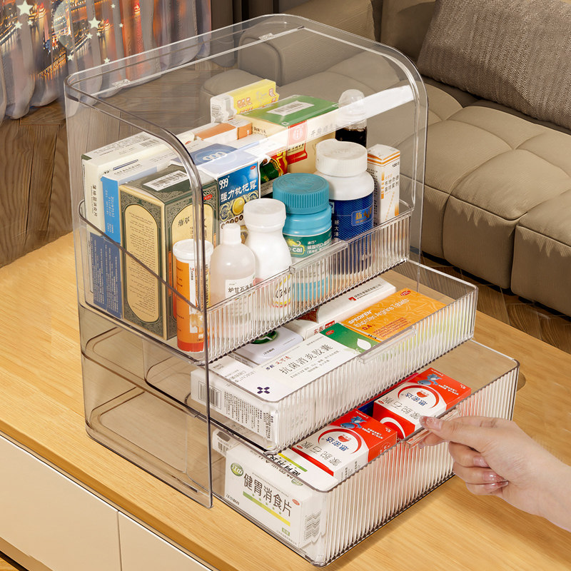 医药箱家庭装家用药品收纳盒防尘透明抽屉式大容量装药的收纳盒柜,收纳整理,医药箱,淘宝优惠券,粉丝福利购,淘宝优惠卷