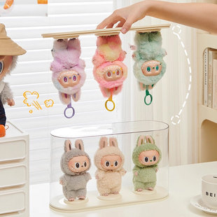 labubu收纳展示盒大容量透明防尘罩拉布布搪胶毛绒娃娃收藏展示架