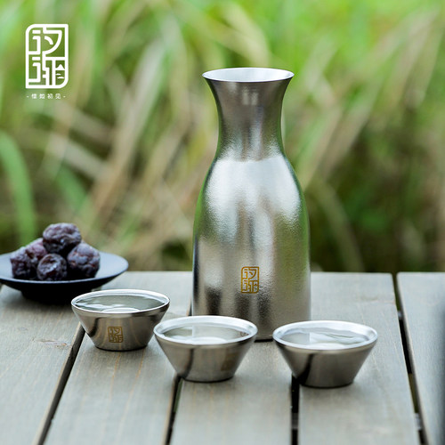 汐渐纯钛酒壶清酒壶白酒清酒分酒器酒盅冰酒器瓶果酒壶纯钛酒瓶