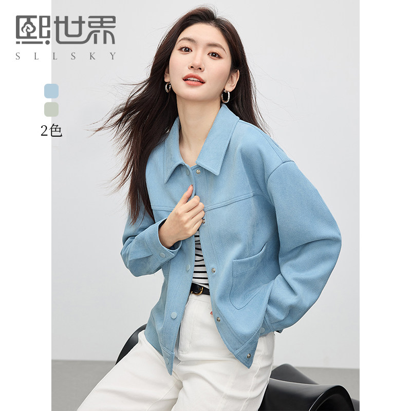 熙世界麂皮绒外套短款休闲夹克图片