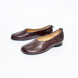 舒适百搭休闲时尚 2CM手工复古分趾平底牛皮单鞋 猪蹄鞋 老谭家