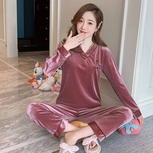 金丝绒家居服加肥加大码可外穿
