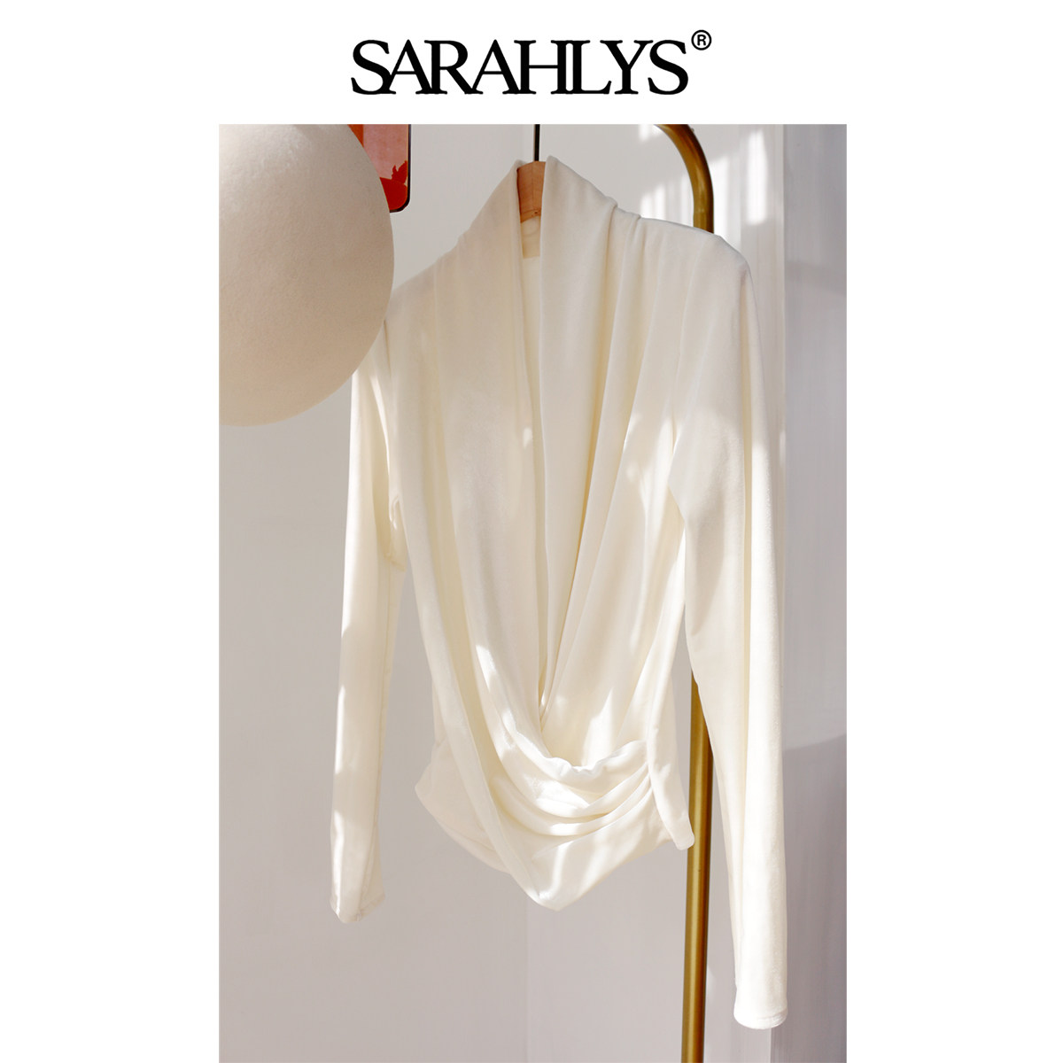 高端米色金丝绒交叉领打底衫女冬高级感内搭2025新款时尚洋气上衣,女装/女士精品,真丝上装,淘宝优惠券,粉丝福利购,淘宝优惠卷