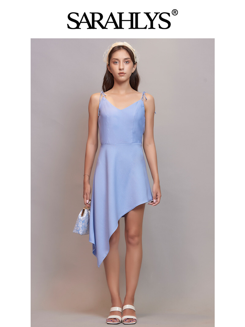 露背女神吊带裙不规则A型性感