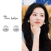 银色拉丝圆球耳钉女轻奢高级感气质大气耳环小众独特设计精致耳饰