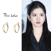 金色哑光耳钉女新款 耳环冷淡风素圈耳圈独特设计感高级感日常耳饰