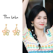 超仙彩色花朵蚊香盘耳夹无耳洞女新款 夏天耳环耳坠轻奢高级感耳饰