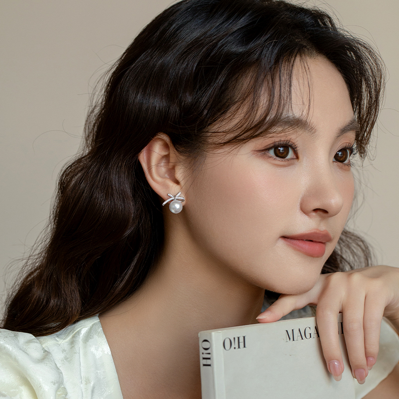 气质蝴蝶结耳环女新款小众