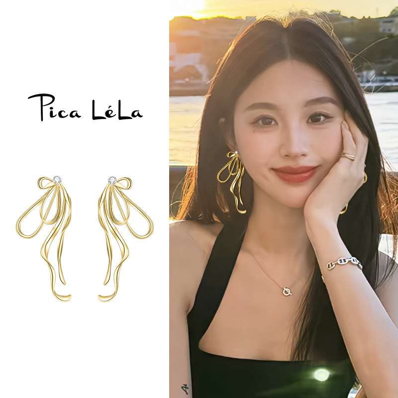 夸张蝴蝶结螺旋耳夹时尚轻奢