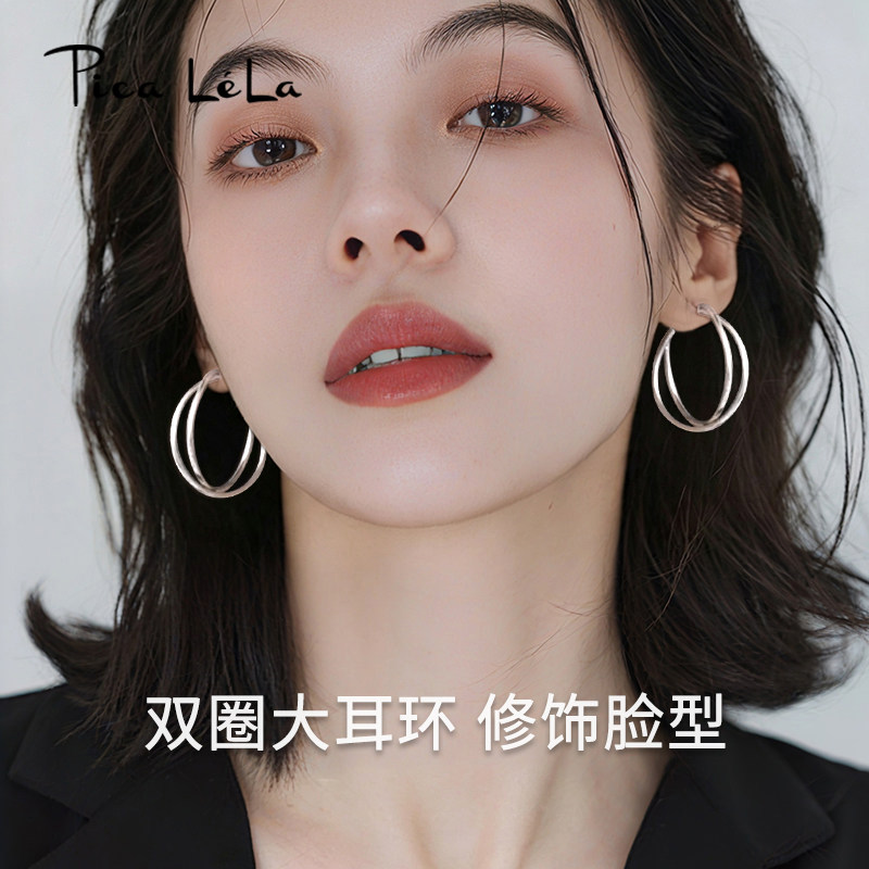 银色素圈蚊香盘耳夹女无耳洞新款图片
