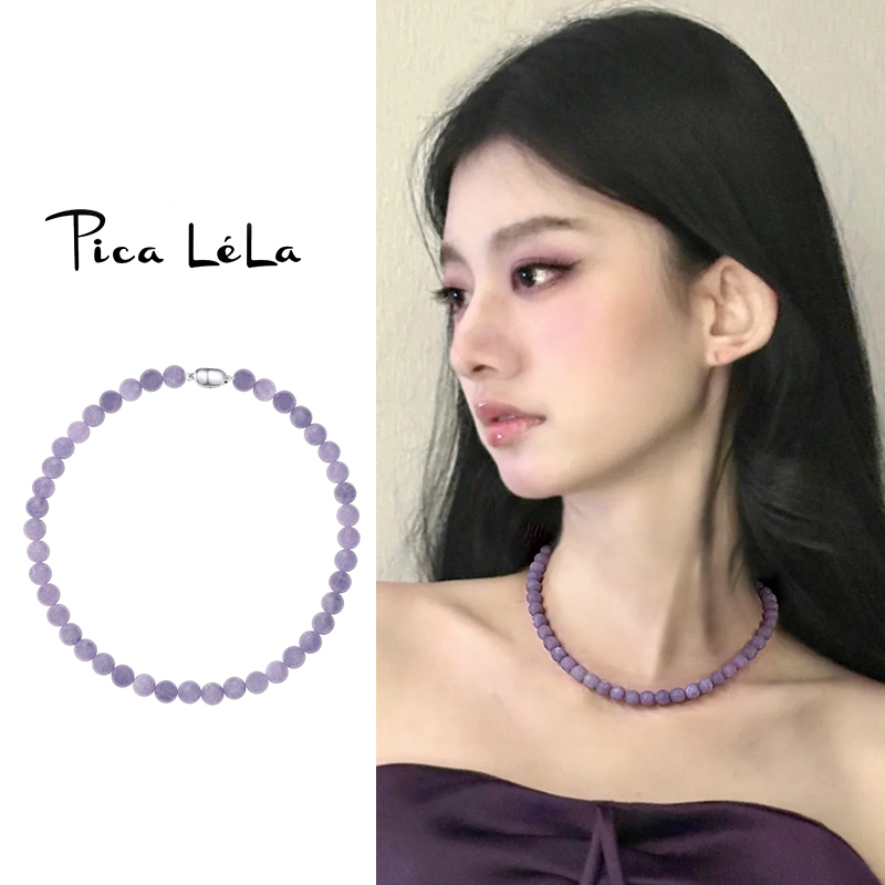 紫色串珠项链简约大气时尚