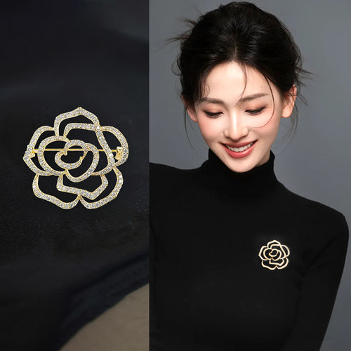 镂空玫瑰胸针女款2026新款高档胸花别针轻奢时尚简约衣服点缀饰品 - 封面
