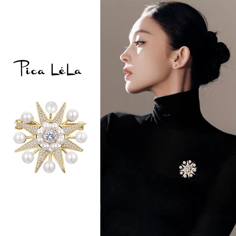 轻奢八芒星胸针女小众独特